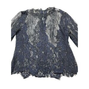 Women's Top L Dark Blue Lace‎ Whimsigoth Sheer Festival Fairy Coquette romantic